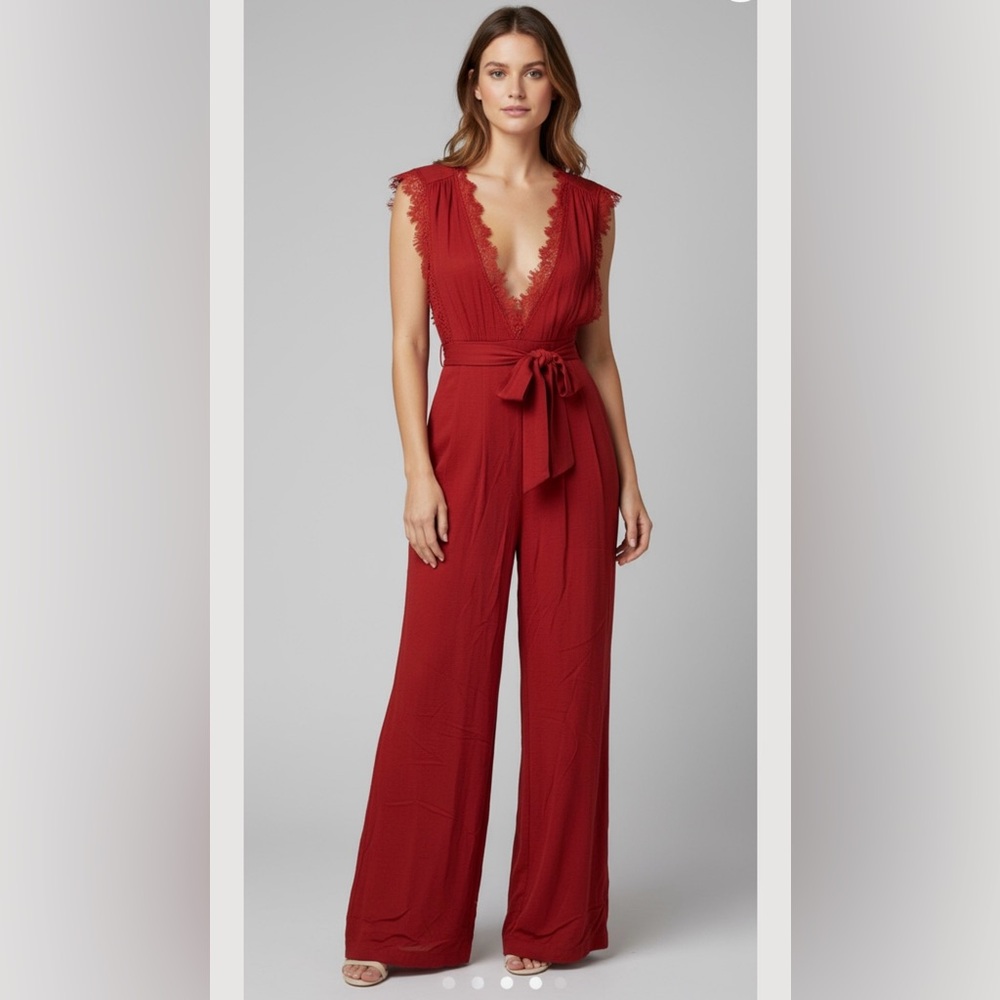 NWT Free People Scarlet Lace-Trimmed Jumpsuit